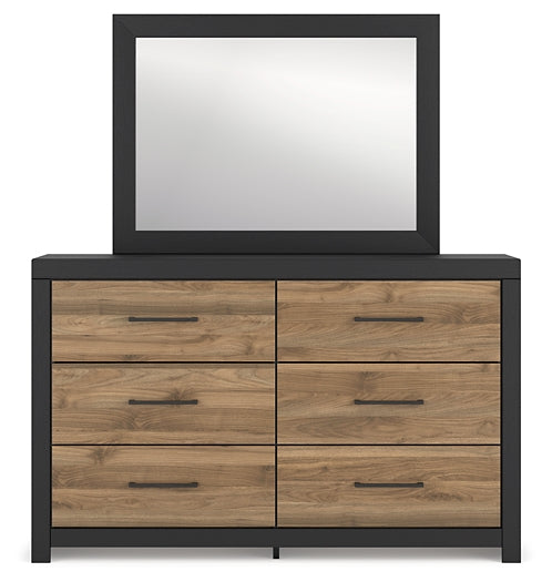 Vertani Queen Panel Bed with Mirrored Dresser