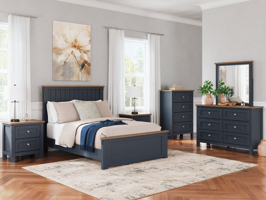 Landocken Full Panel Bed with Mirrored Dresser, Chest and 2 Nightstands