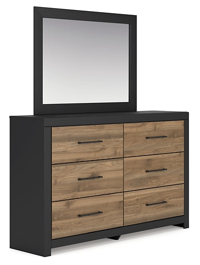 Vertani Twin Panel Bed with Storage with Mirrored Dresser and Chest