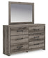 Graystorm Queen Panel Bed with Mirrored Dresser