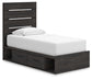 Hollivern Twin Panel Storage Bed with Mirrored Dresser and Nightstand