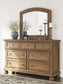 Feddinger King Panel Bed with Mirrored Dresser, Chest and Nightstand
