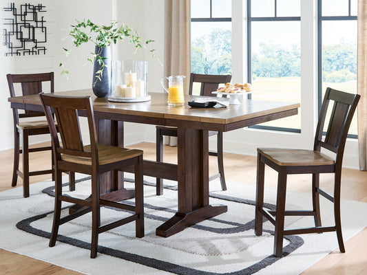 Rylandeen Counter Height Dining Table and 4 Barstools
