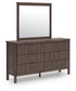 Pamytta King Upholstered Panel Platform Bed, Dresser and Mirror