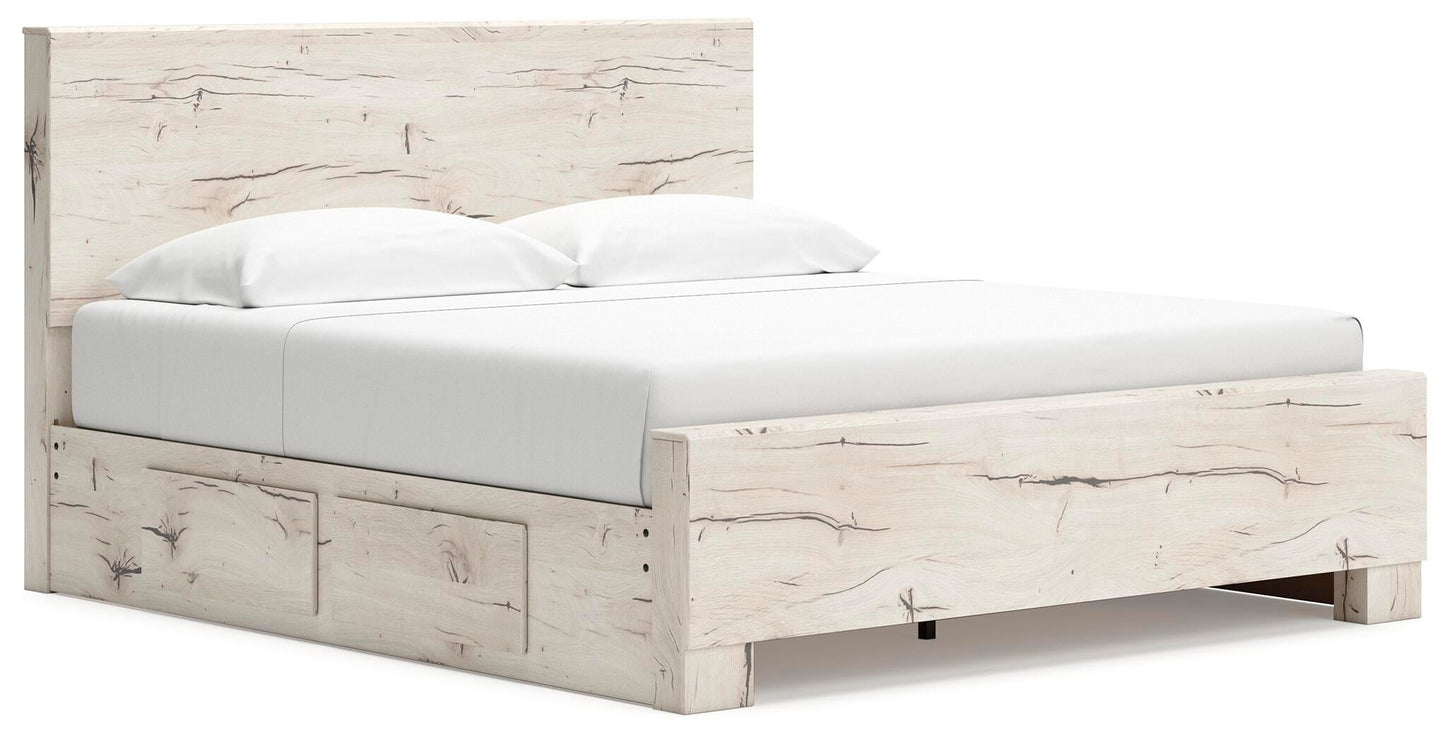 Lawroy King Panel Bed with Storage, Dresser and Mirror