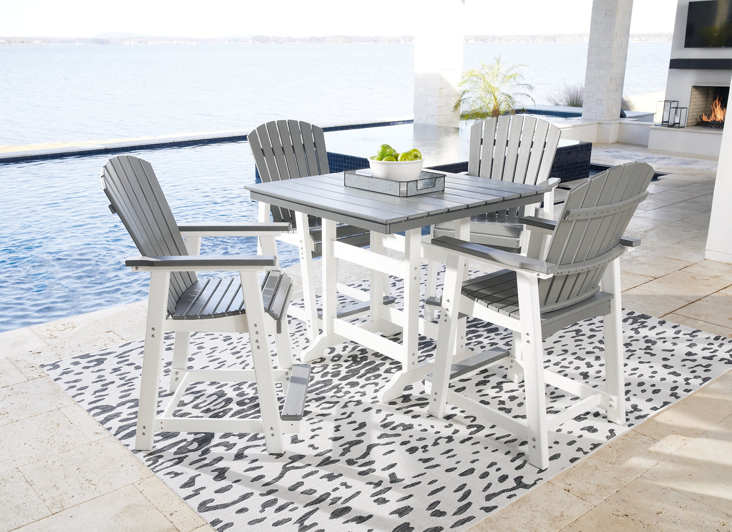 Ashley Express - Transville Outdoor Counter Height Dining Table and 4 Barstools