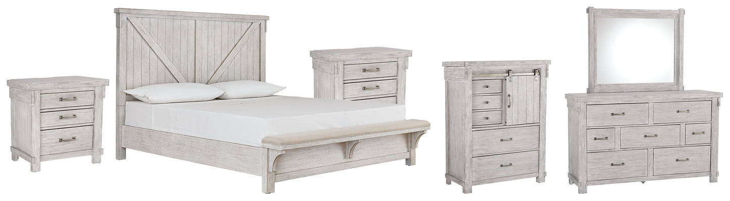 Brashland  Panel Bed With Mirrored Dresser, Chest And 2 Nightstands