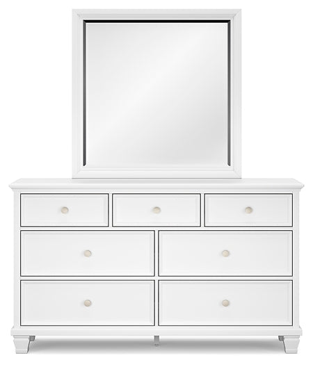 Fortman Full Panel Bed with Mirrored Dresser, Chest and Nightstand